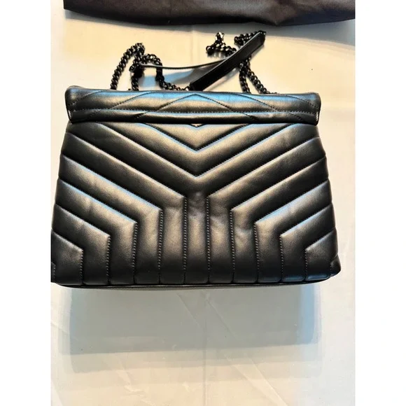Saint Laurent Loulou Medium Bag Black Quilted Leather YSL 574946 DV728 1000 - Picture 14 of 16